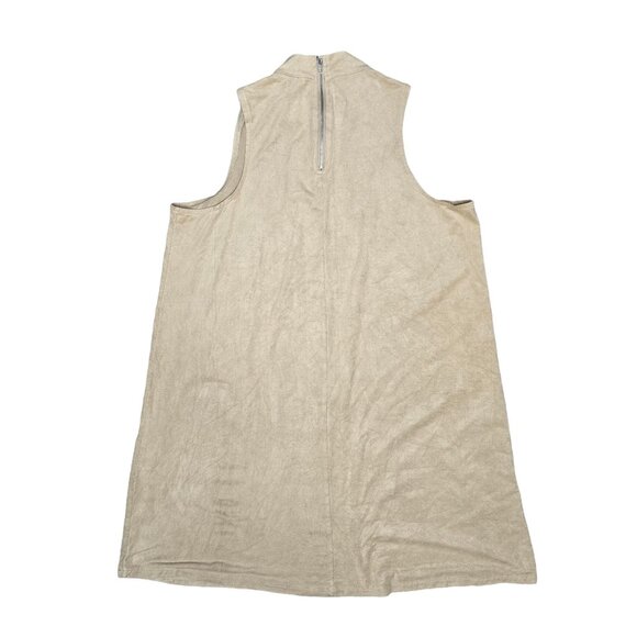 Sans Souci Sleeveless mock neck Beige shift mini dress boho casual comfortable L - Picture 2 of 3
